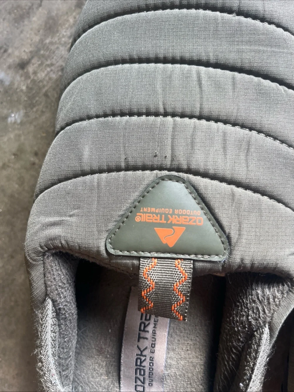 Ozark Trail Quilted Slip-On Loafers in Olive with Orange Accent